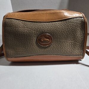 Vintage Dooney & Bourke All Weather Leather Satchel Taupe Tan USA Riri Zipper